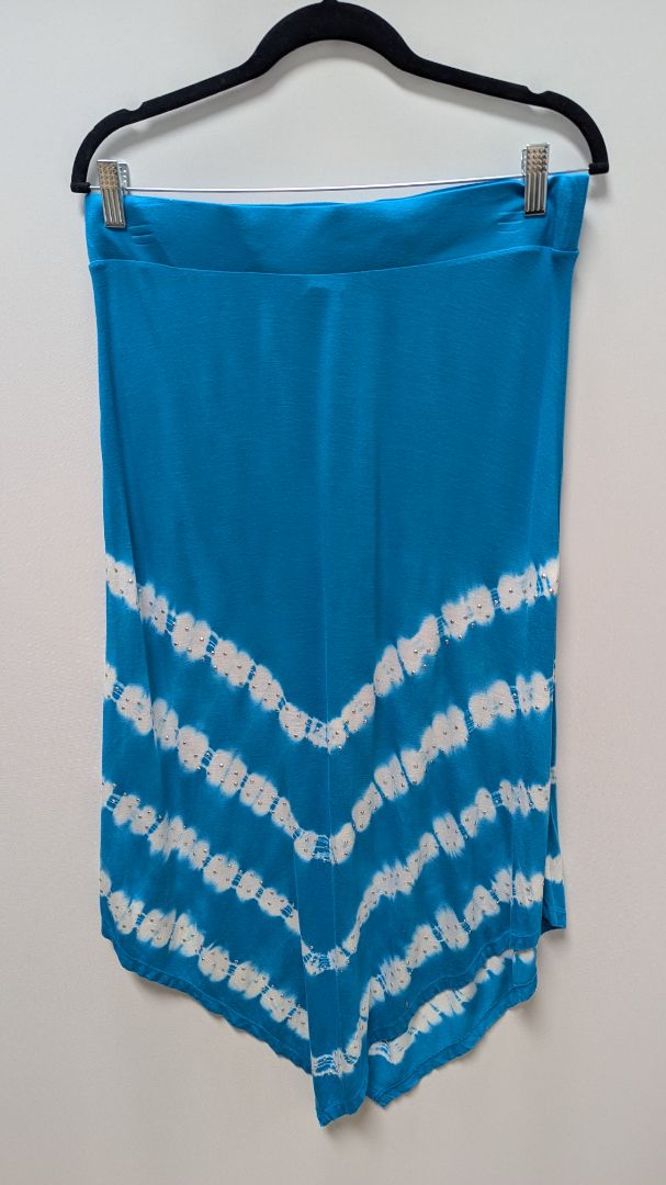 INC Ocean Blue/White Tie-Dye Embellished V-Cut Maxi Skirt