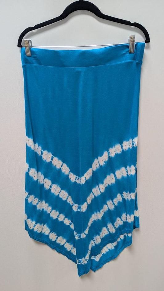 INC Ocean Blue/White Tie-Dye Embellished V-Cut Maxi Skirt