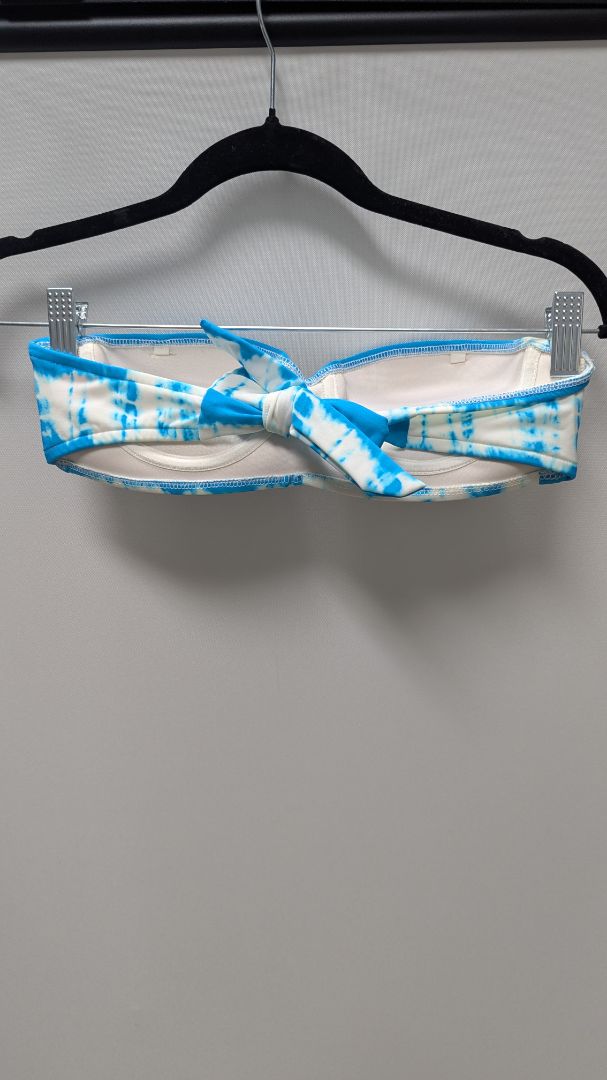 Venus Blue/White Tie-Dye Moon Emblem Strapless Bikini Top