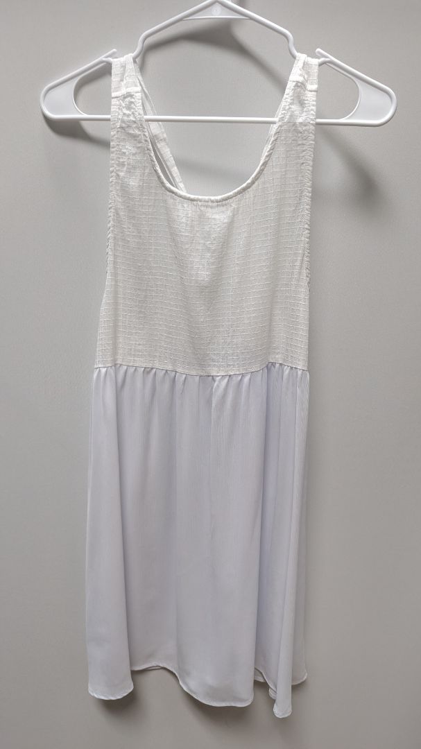 Ekouaer White Sheer Sleeveless Mini Dress