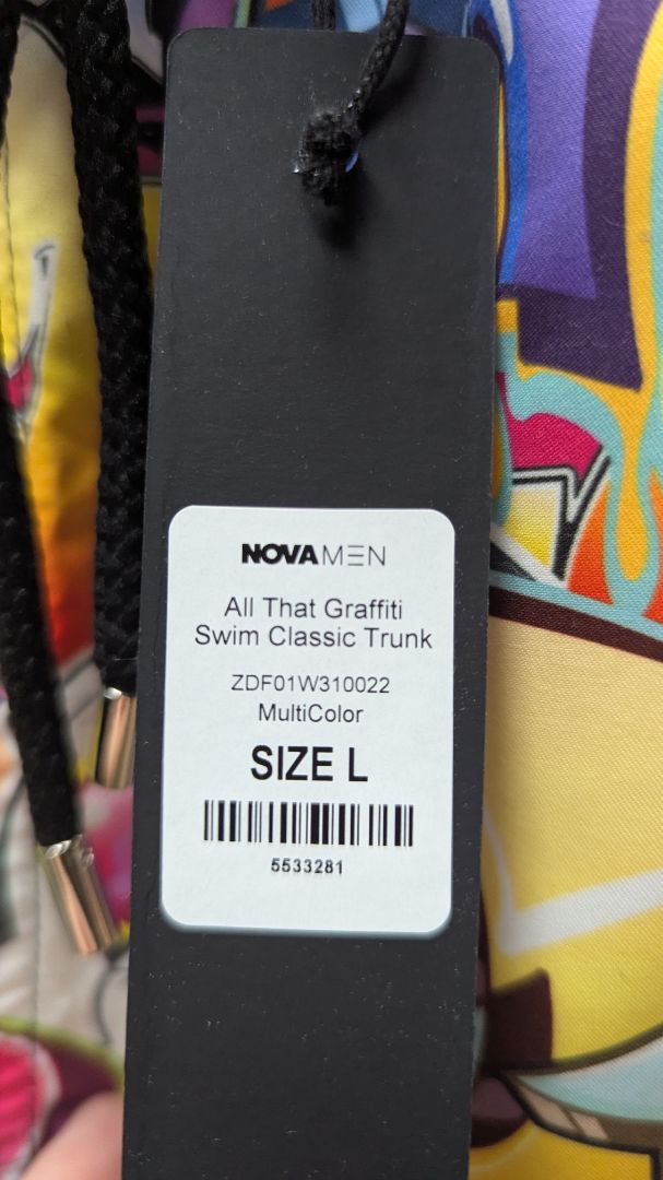 Fashion Nova Men's Multicolor Graffiti Swim Shorts
