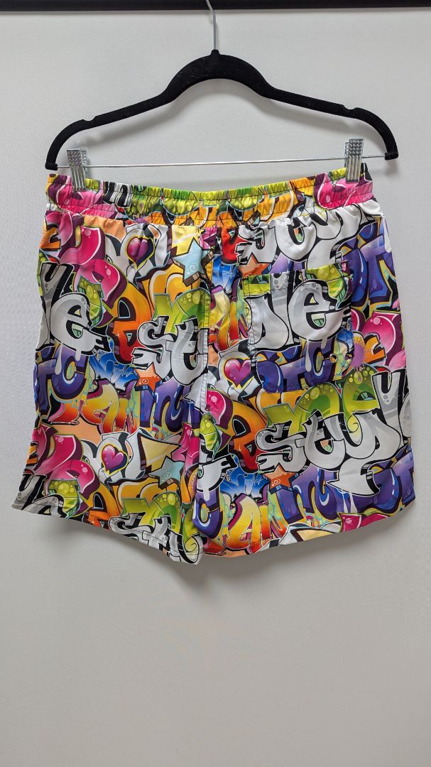 Fashion Nova Men's Multicolor Graffiti Swim Shorts
