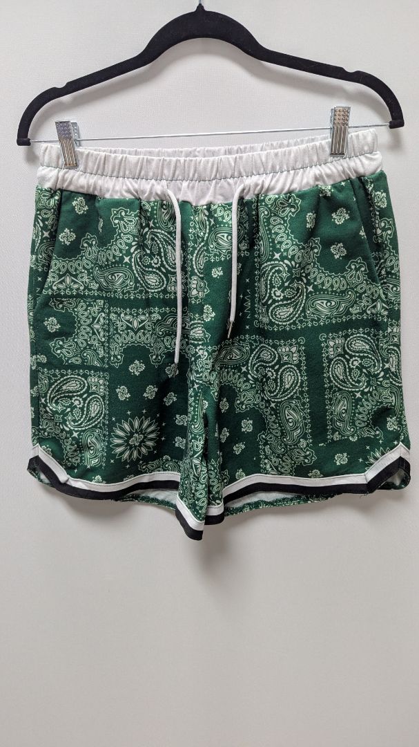 Green/White Bandana Printed Lounge Shorts