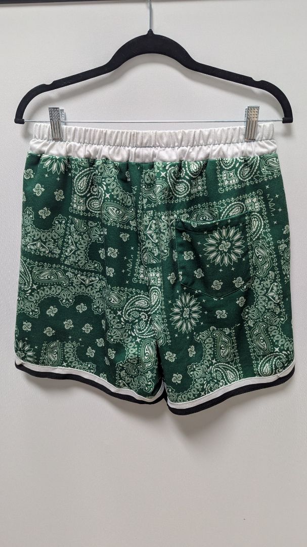 Green/White Bandana Printed Lounge Shorts