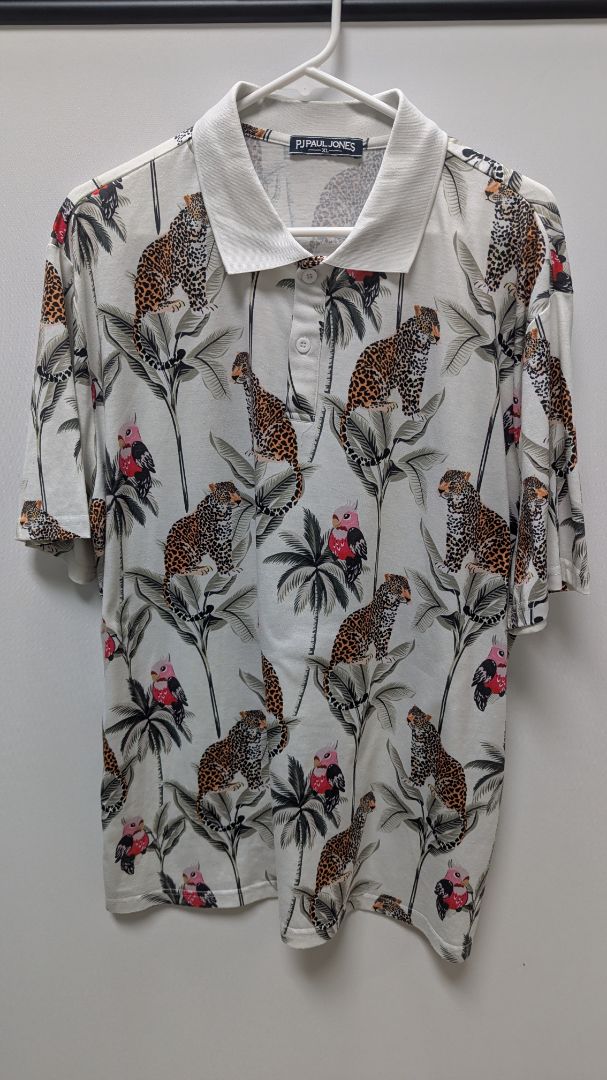 PJ Paul Jones White Wildlife Graphic Golf Polo Shirt