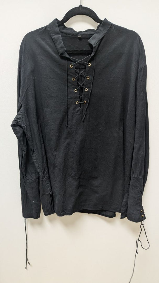 Black Men's Lace-Up Pirate Costume Shirt