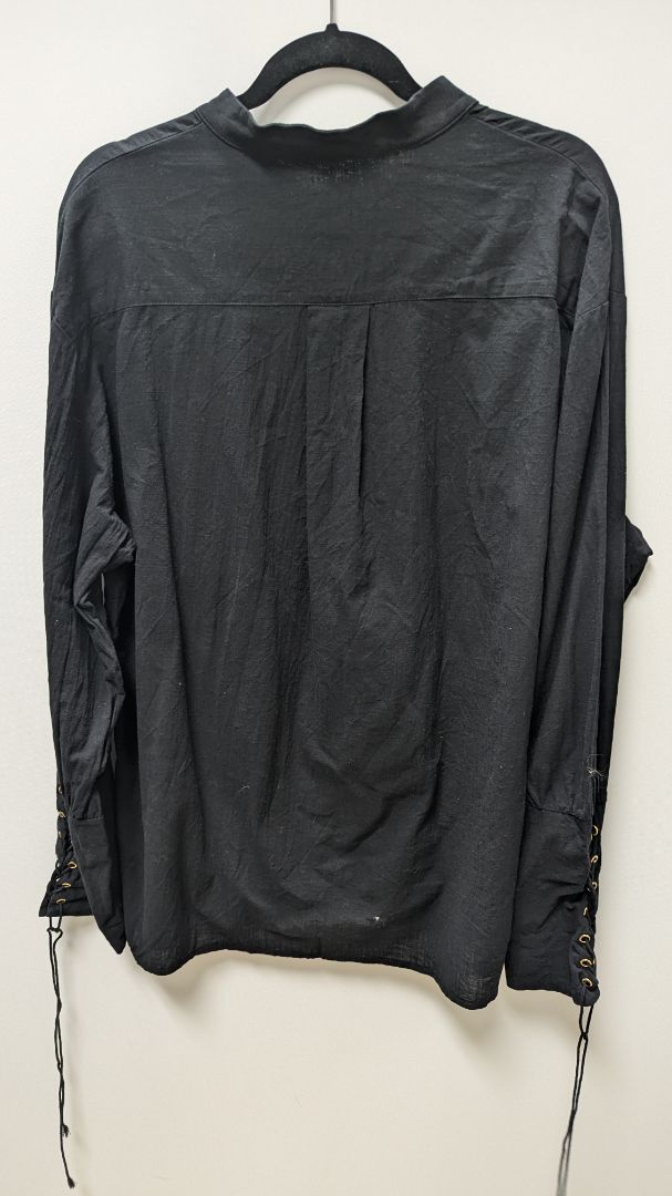 Black Men's Lace-Up Pirate Costume Shirt