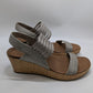 Skechers Luxe Foam Grey Mesh-Strap Heeled Sandals