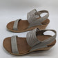 Skechers Luxe Foam Grey Mesh-Strap Heeled Sandals