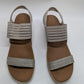 Skechers Luxe Foam Grey Mesh-Strap Heeled Sandals