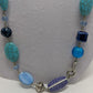Silver/Blue Mixed Bead Longline Necklace