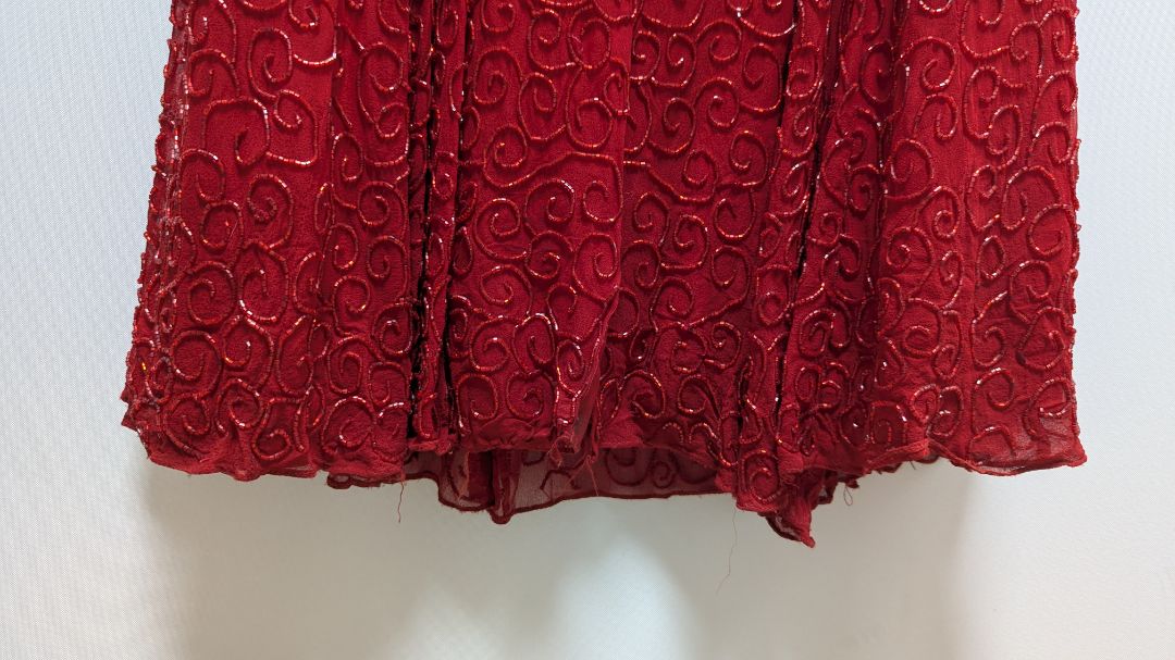 Cache Vintage Red Strapless Beaded Formal Gown