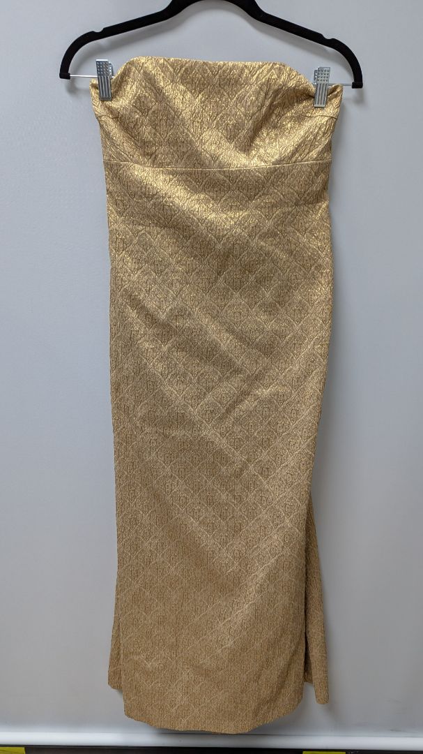 Michael Kors Gold Metallic Strapless Formal Dress