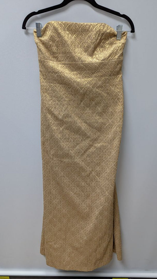 Michael Kors Gold Metallic Strapless Formal Dress