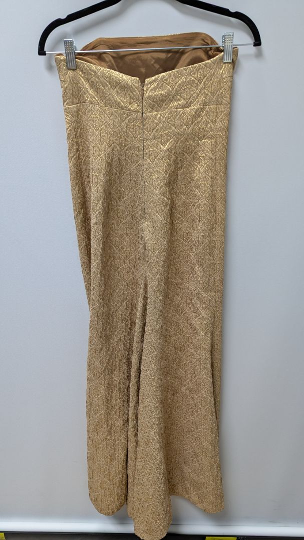 Michael Kors Gold Metallic Strapless Formal Dress