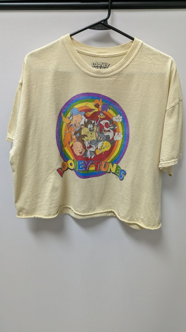 Looney Tunes Yellow Faded Rainbow Cropped Graphic Tee