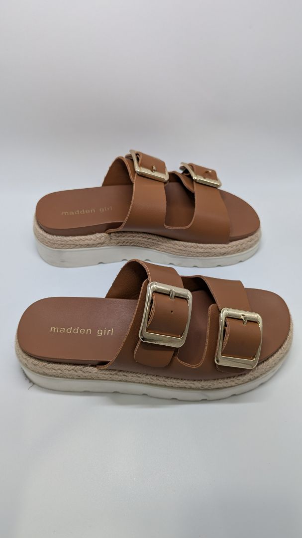 Madden Girl Brown Faux-Leather Mythical Platform Sandals