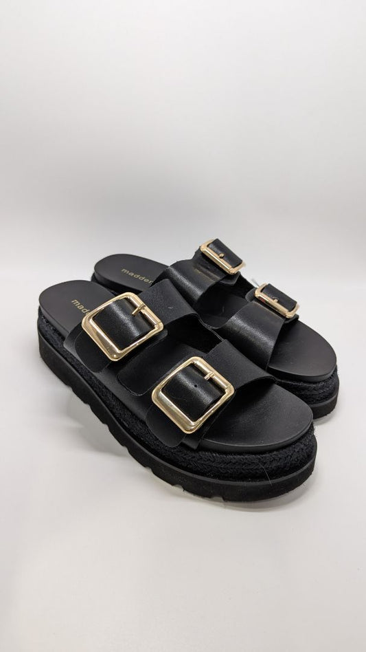Madden Girl Black Faux-Leather Mythical Platform Sandals