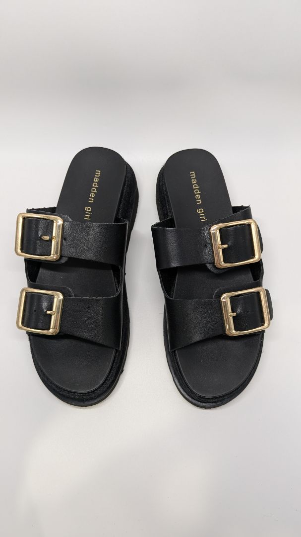 Madden Girl Black Faux-Leather Mythical Platform Sandals