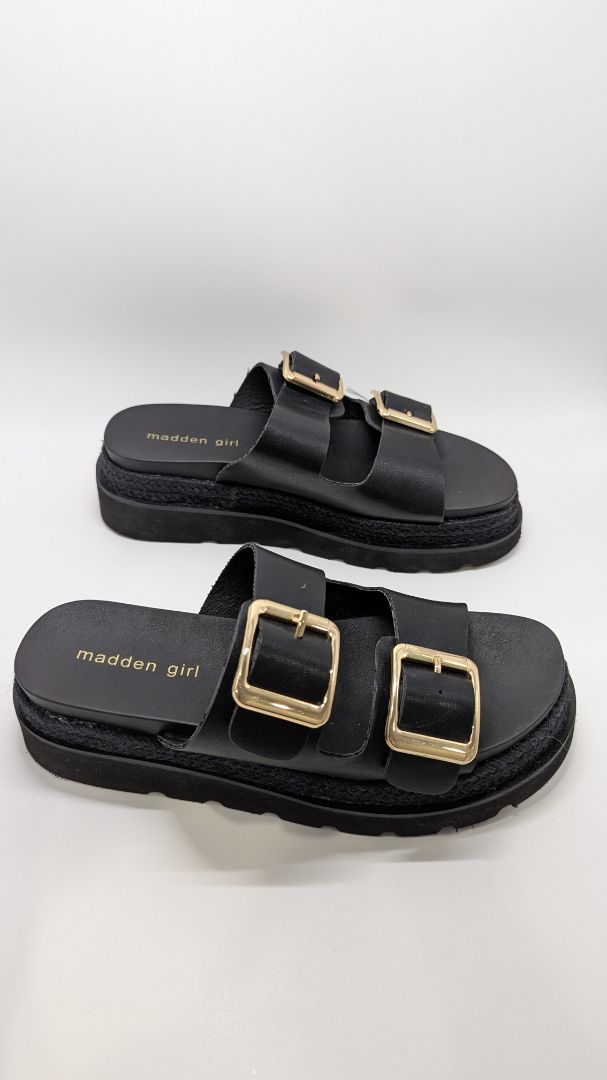 Madden Girl Black Faux-Leather Mythical Platform Sandals
