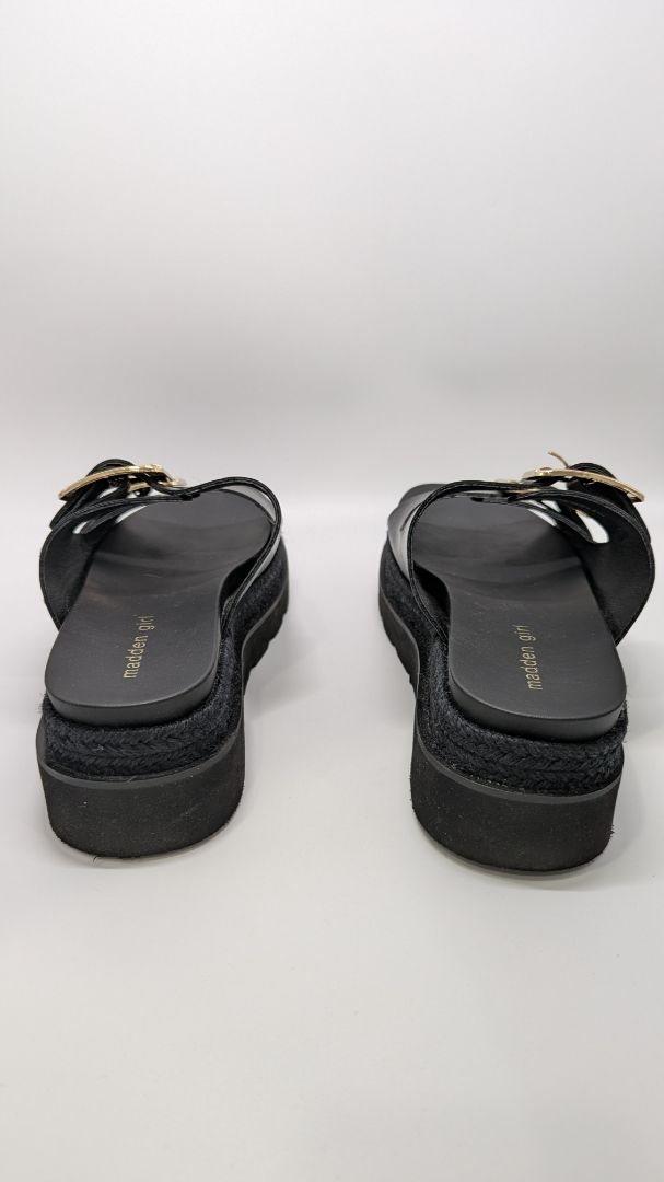 Madden Girl Black Faux-Leather Mythical Platform Sandals