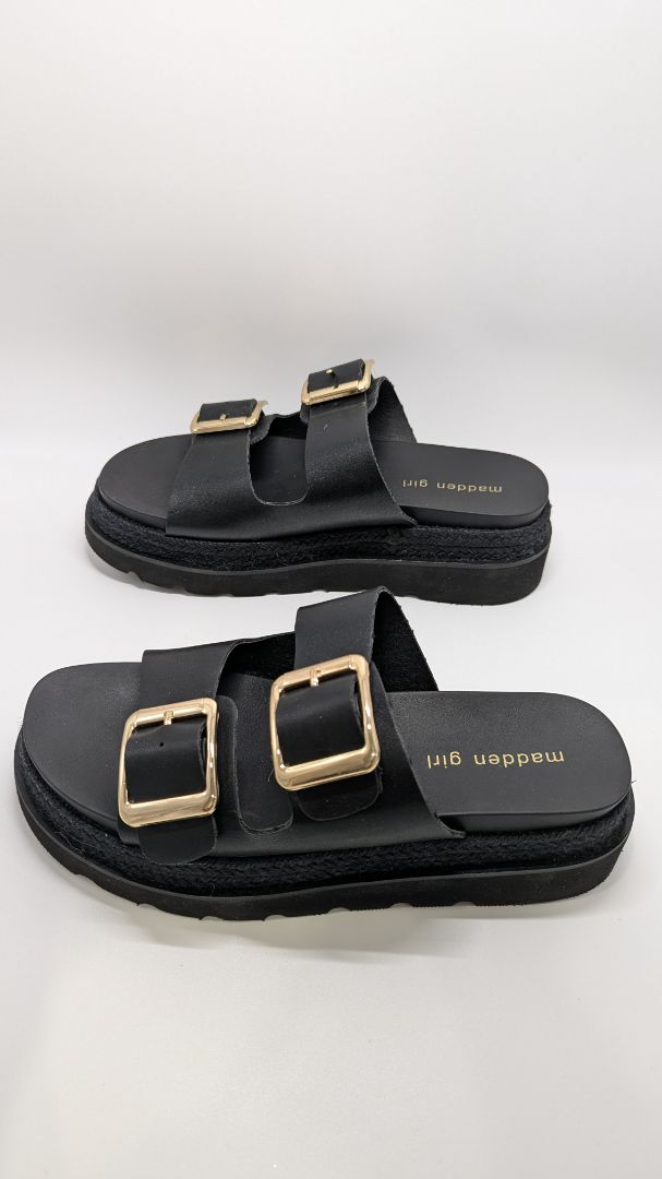 Madden Girl Black Faux-Leather Mythical Platform Sandals