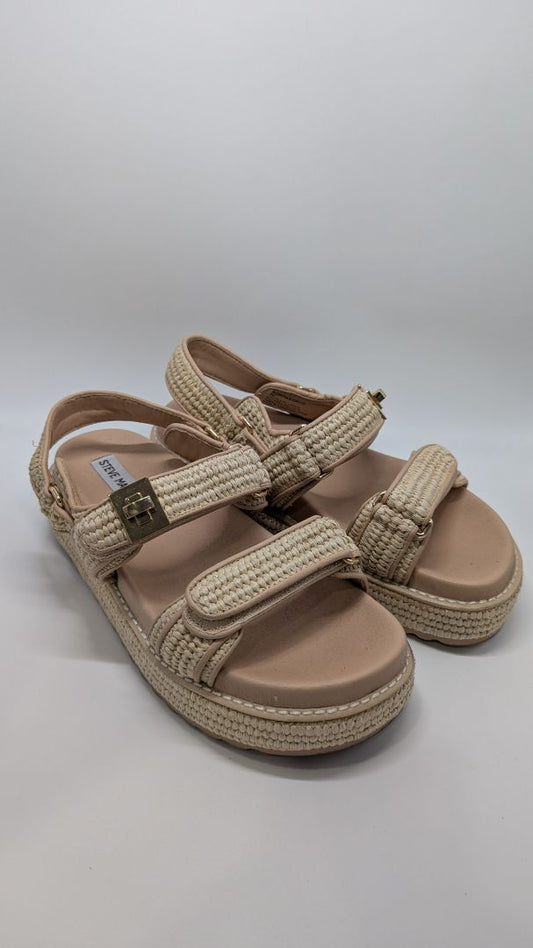 Steve Madden Tan Bigmona Natural Raffia Sandals