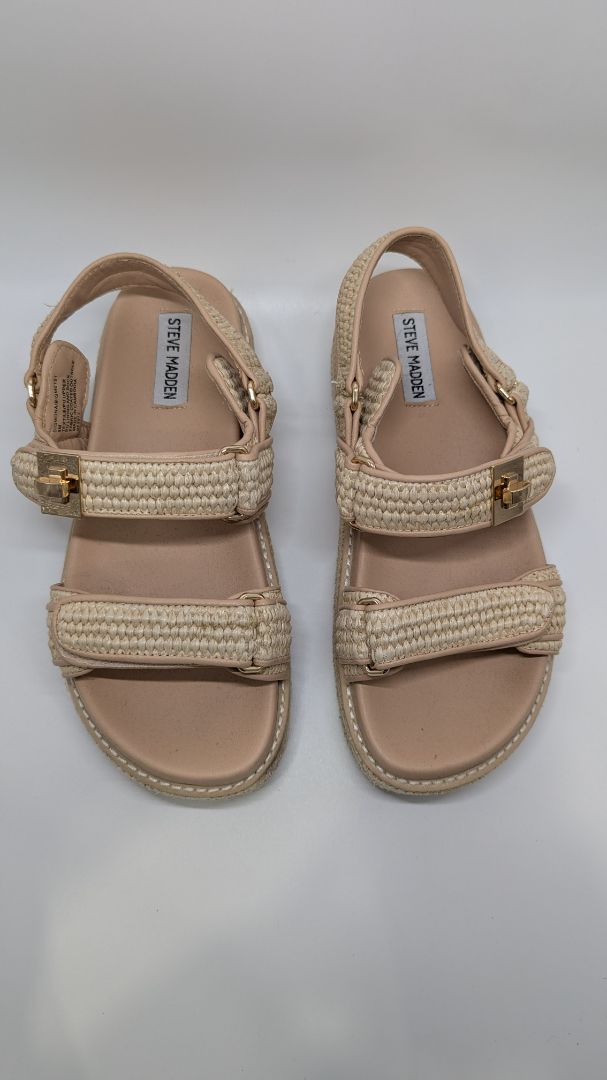 Steve Madden Tan Bigmona Natural Raffia Sandals