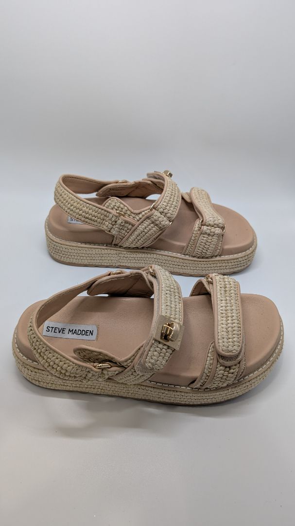 Steve Madden Tan Bigmona Natural Raffia Sandals