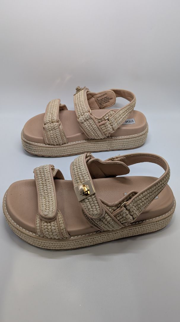 Steve Madden Tan Bigmona Natural Raffia Sandals