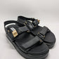 Steve Madden Black Bigmona Leather Platform Sandals