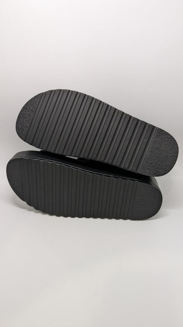 Steve Madden Black Bigmona Leather Platform Sandals