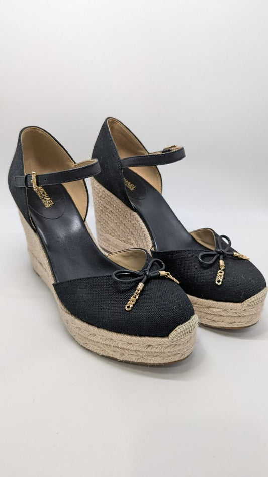 MICHAEL Michael Kors Black/Tan Nori Wedge Espadrille Sandals