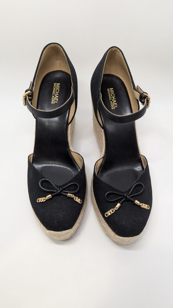 MICHAEL Michael Kors Black/Tan Nori Wedge Espadrille Sandals