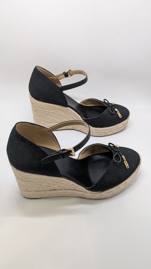 MICHAEL Michael Kors Black/Tan Nori Wedge Espadrille Sandals