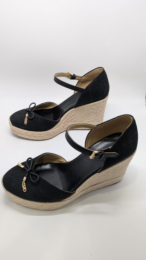 MICHAEL Michael Kors Black/Tan Nori Wedge Espadrille Sandals