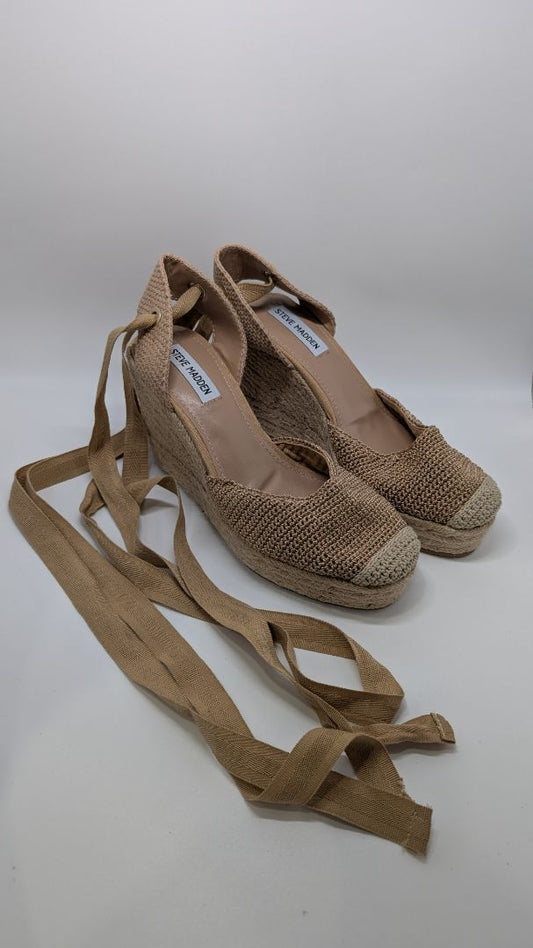 Steve Madden Tan Medora Espadrille Wraparound Sandals