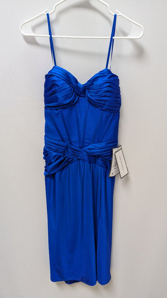 alex & sophia Electric Blue Slim Corset Cocktail Dress