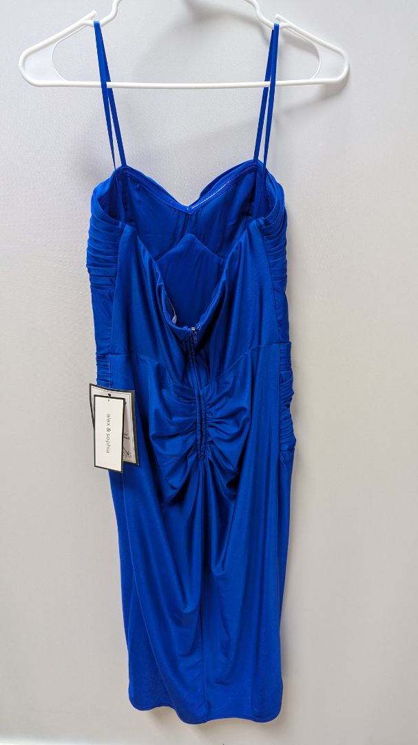 alex & sophia Electric Blue Slim Corset Cocktail Dress