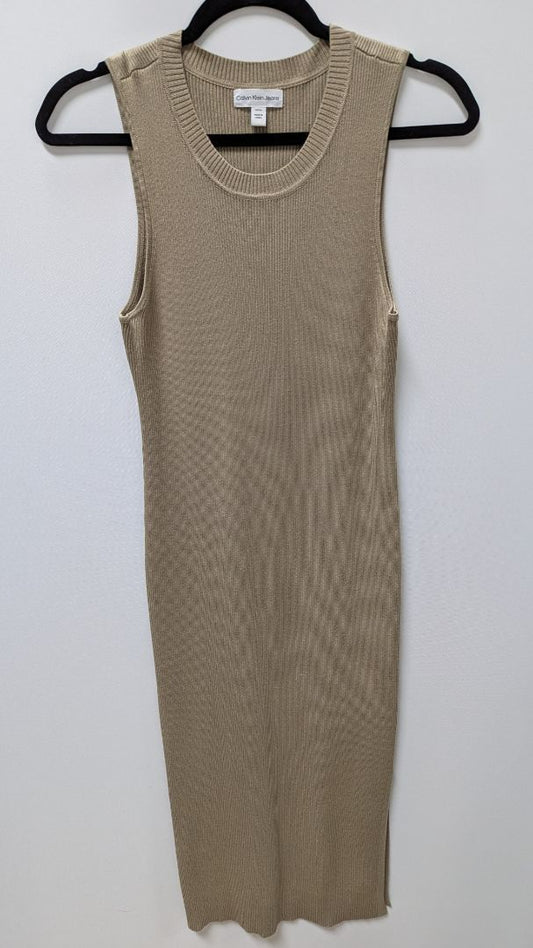 Calvin Klein Jeans Light Brown Ribbed Maxi Dress