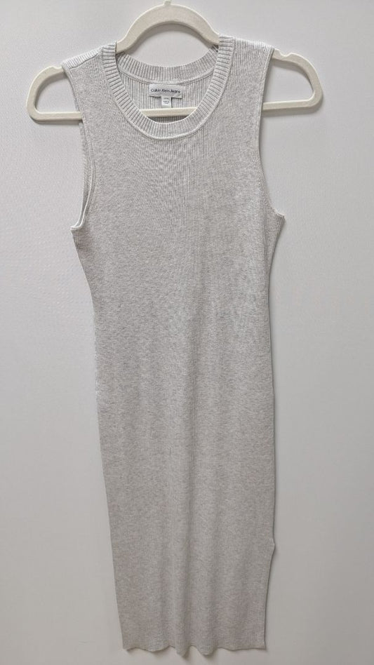 Calvin Klein Jeans Light Grey Ribbed Maxi Dress