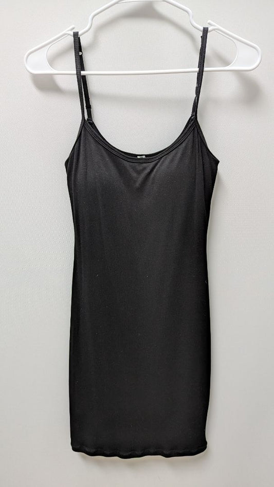 Popilush Black Ribbed Tank Mini Shapewear Dress
