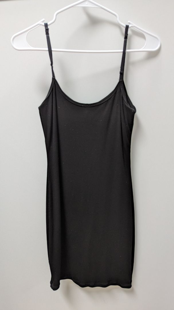 Popilush Black Ribbed Tank Mini Shapewear Dress