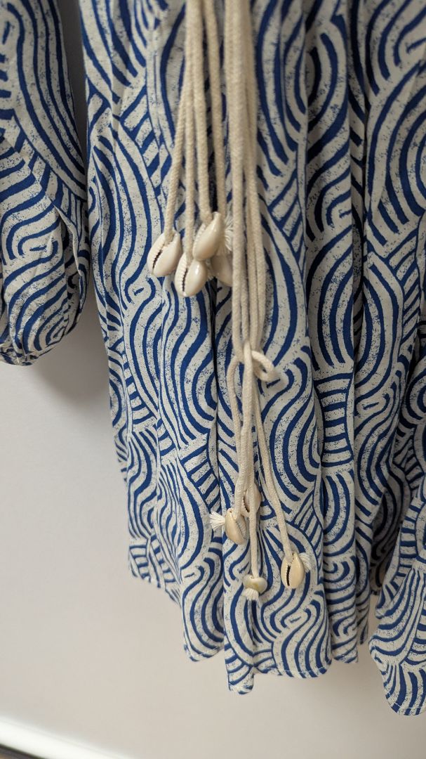 H&M Dark Blue/White Printed Casual Mini Dress