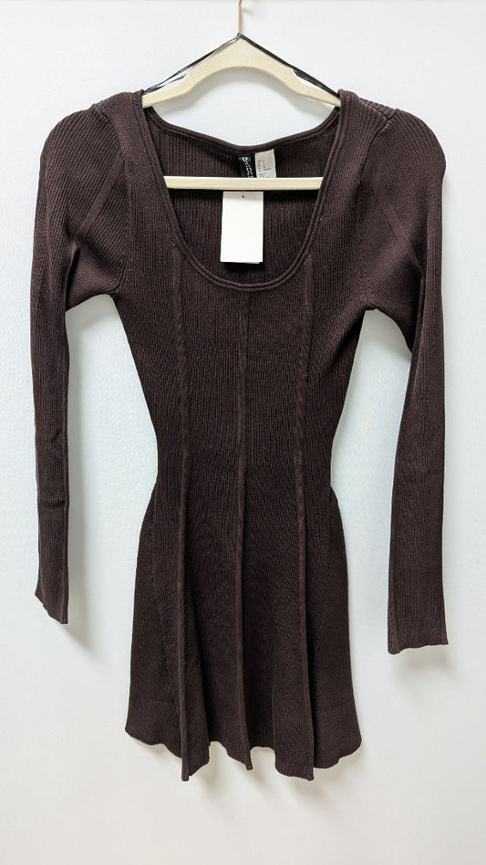 Divided H&M Dark Brown Ribbed Mini Dress