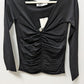 Zara Black/Silver Ruched Metal Ball Neckline Blouse