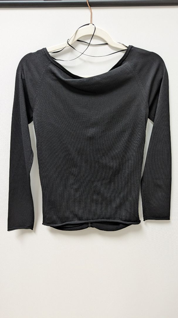 Zara Black/Silver Ruched Metal Ball Neckline Blouse