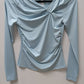 Divided H&M Light Blue Knot Neckline Ruched Blouse