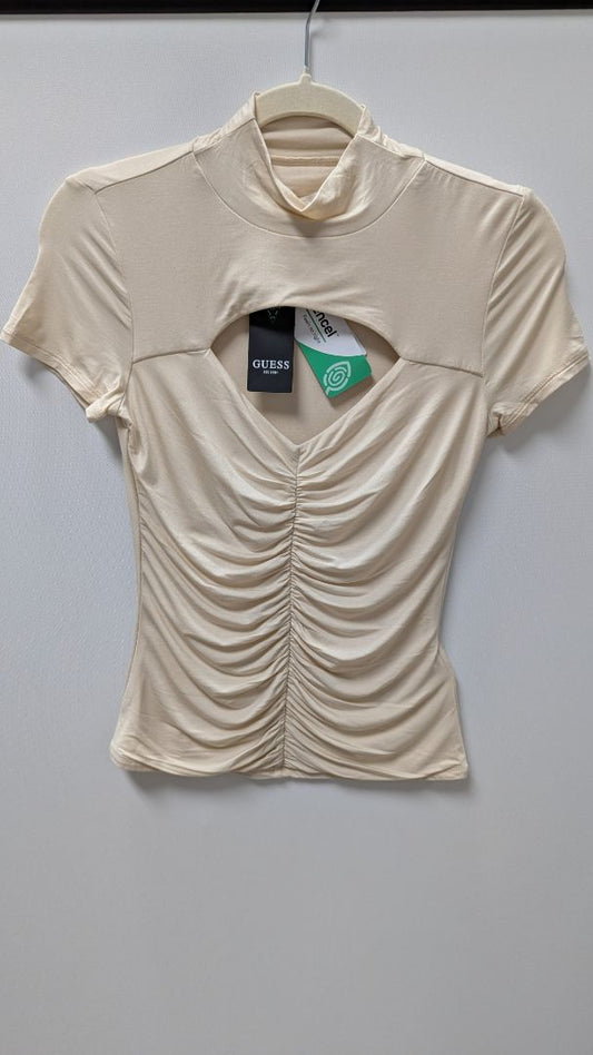 Guess Pearl Oyster SS Brienna Cut Out Top