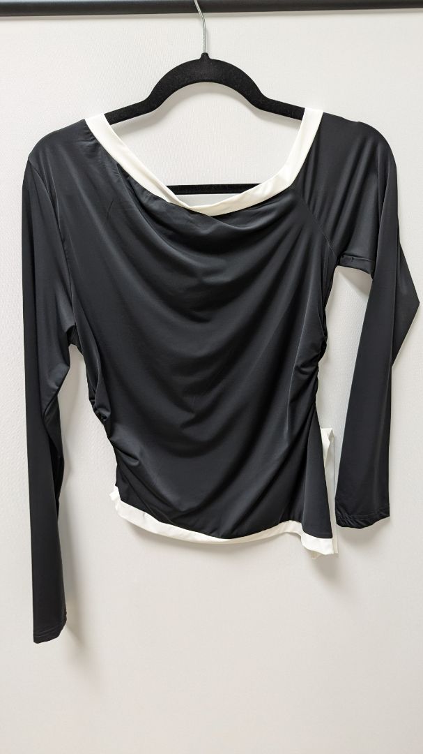 Princess Polly Black/White Fake Smile Long Sleeve Blouse